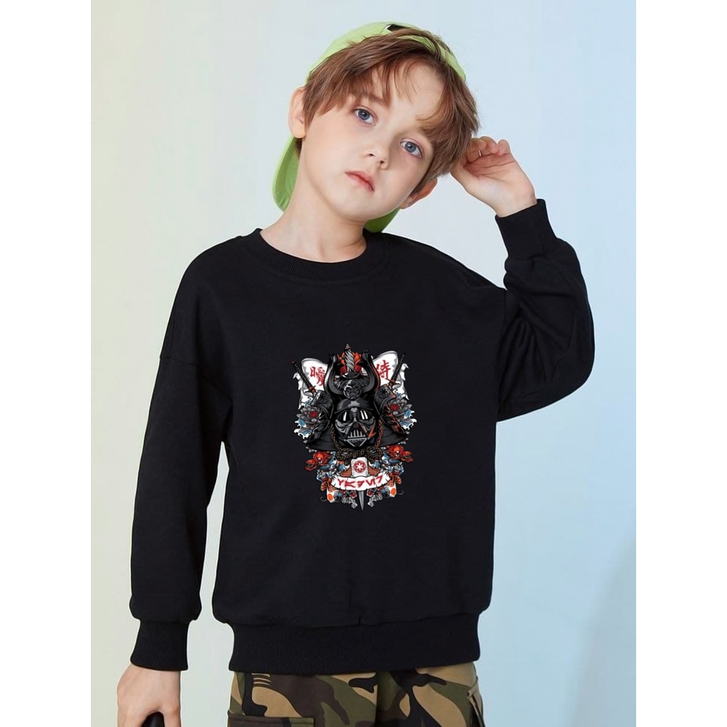 sweater anak warna hitam usia 7 8 9 10 11 12 tahun / jaket switer crewneck anak laki laki perempuan best seller terbaru