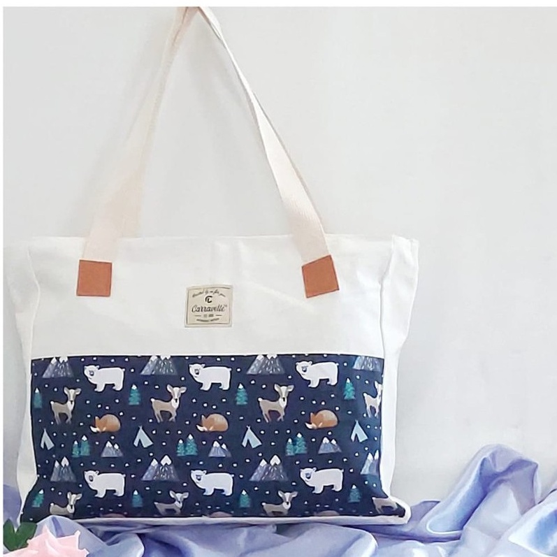 TOTE BAG RESLETING WANITA BAHAN KANVAS MOTIF DAN POLOS UTK Tas KULIAH BISA CUSTOM SABLON TAS SEMINAR