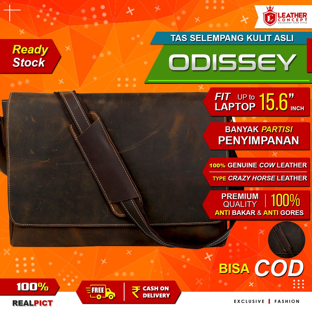 Tas Selempang Pria Kulit Asli Crazy Horse Leather- ODISSEY By Napoleon