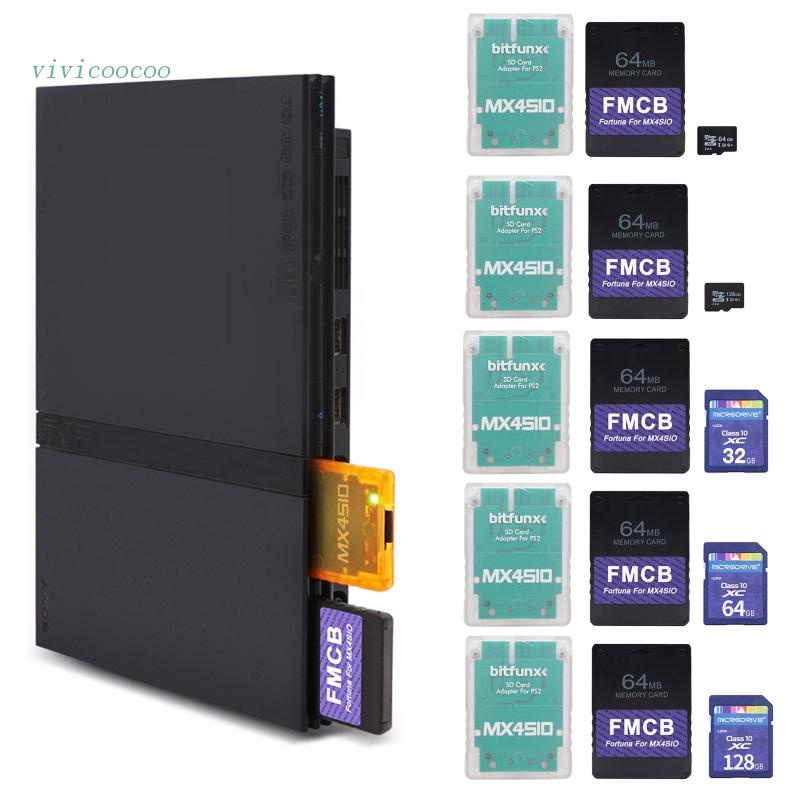 Vivi MX4SIO SIO2SD SD / TF Card Adapter + Fortuna 64MB FMCB Untuk Konsol Ps2S Slim