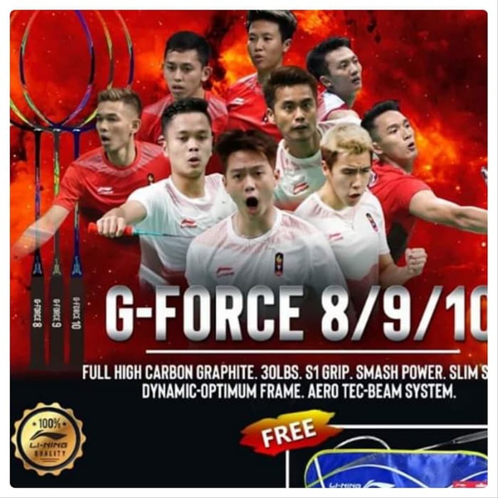 Jual PAKET PROMO  Raket Badminton LiNing GForce - G-Force 8-9-10 ORIGINAL Diskon