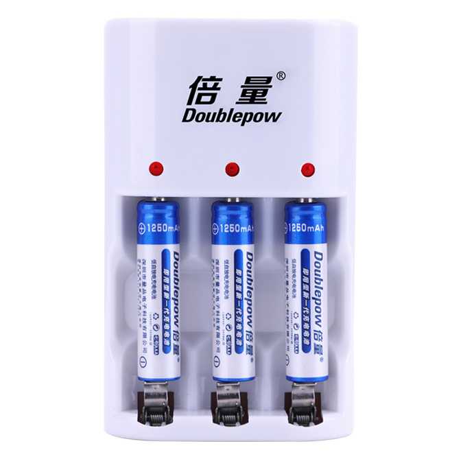 DOUBLEPOW Charger Baterai 3 slot AA/AAA with 3PCS AA 1200mAh - DP-B33-Putih