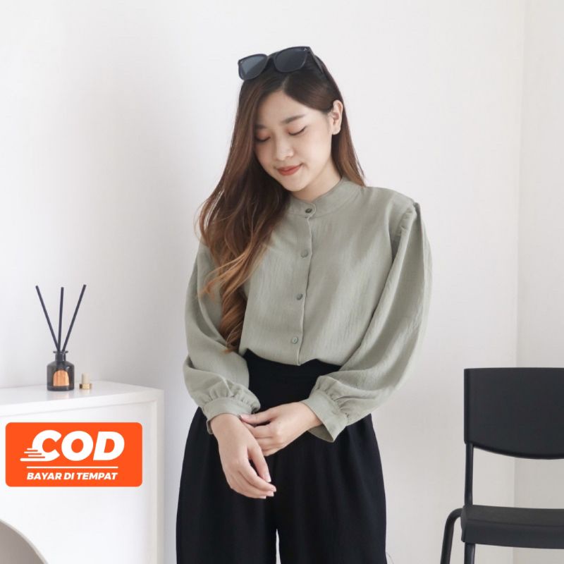 LIDYA KEMEJA CRINKLE WANITA / BLOUSE WANITA KOREA / KEMEJA CRINKLE SHANGHAI