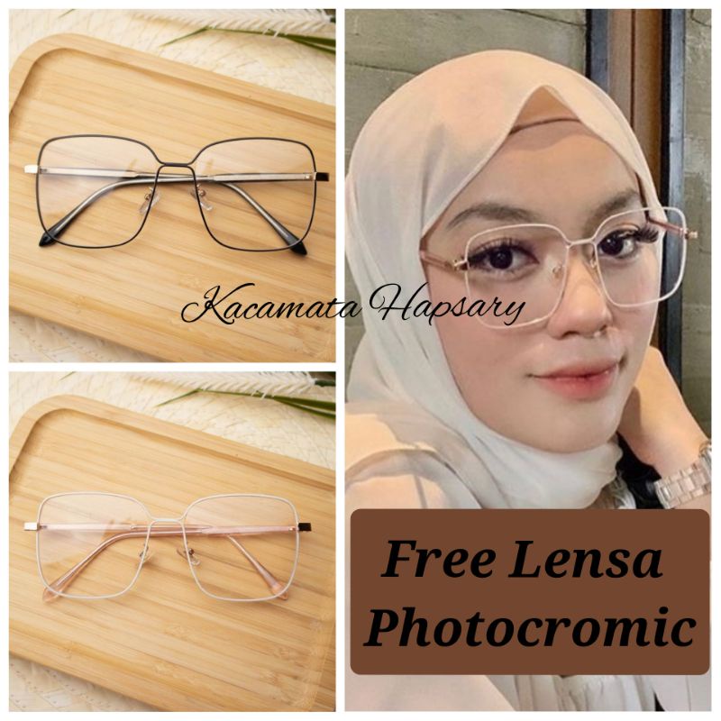 [ BISA COD ] Kacamata Photocromic | Gratis Lensa Minus | Anti Radiasi | Kacamata Wanita 1578