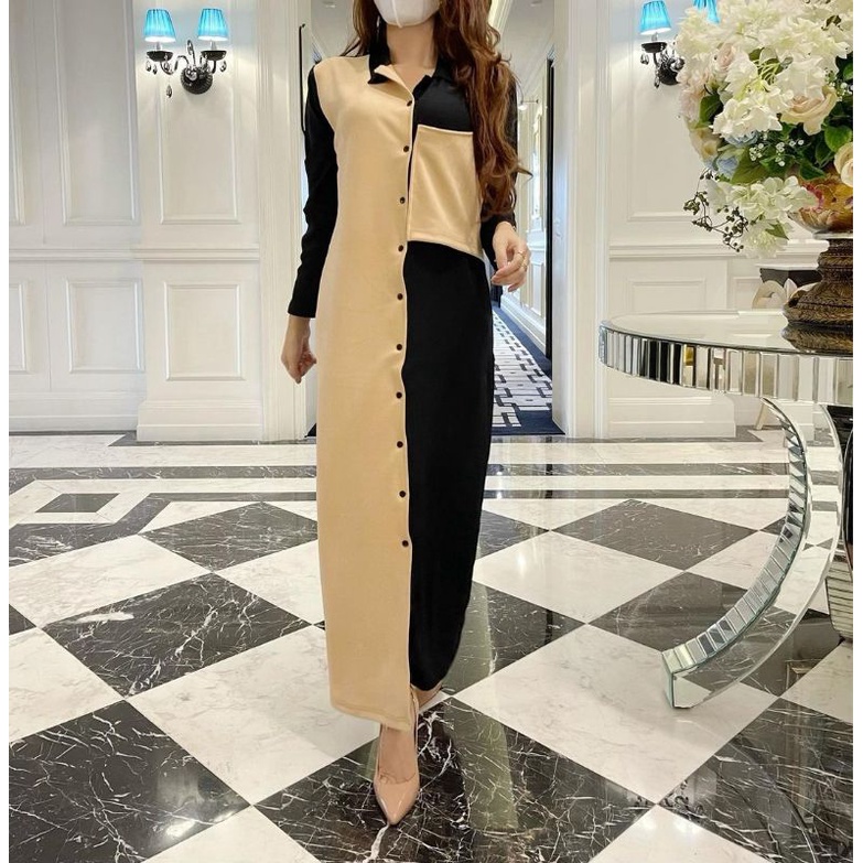 MAXI DRESS ZR SUEDE PREMIUM / LONG DRESS WANITA / FASHION WANITA NOB