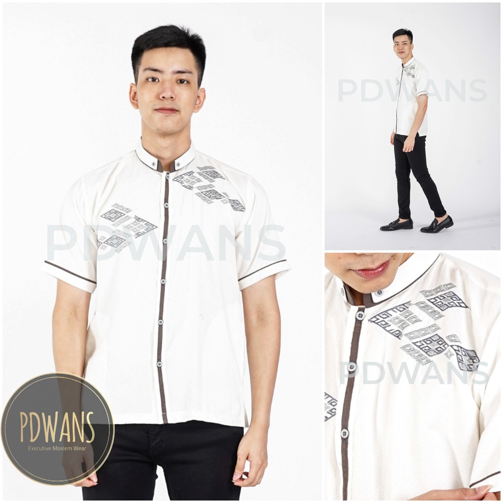 BAJU KOKO Muslim Lengan Pendek Motif Bordir PDWANS - RD20