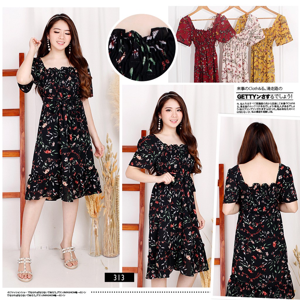 FORTUNE FASHION Dress ala zara flower nagita slavina