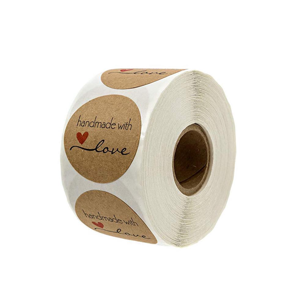 500Pcs Gulung Stiker  Label Bulat  2 5Cm Bahan Kertas  Kraft 