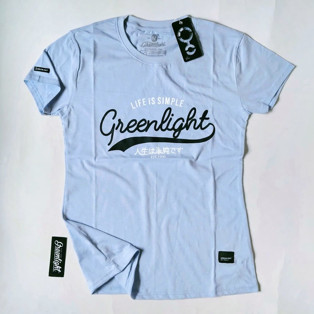 Kaos Cewek Tshirt Distro Greenlight Baju Wanita Lengan Pendek Oblong Murah Gratis Stiker