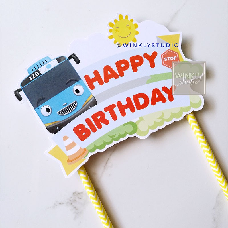 Big Cake Topper Tayo Ready / Tayo Little Bus Topper Kue Tart / Hiasan Kue Ulang Tahun Bis Tayo