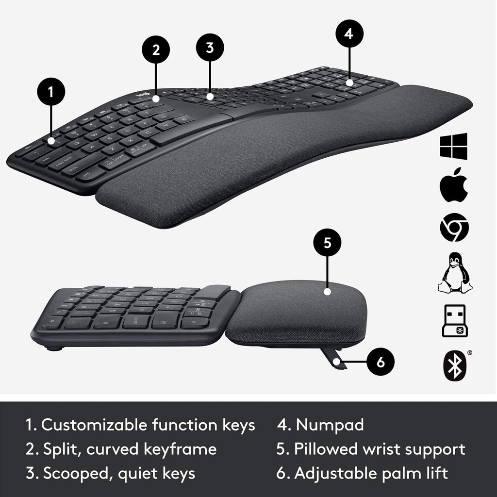 Logitech Ergo K860 Wireless Split Keyboard MX Keys Lewat