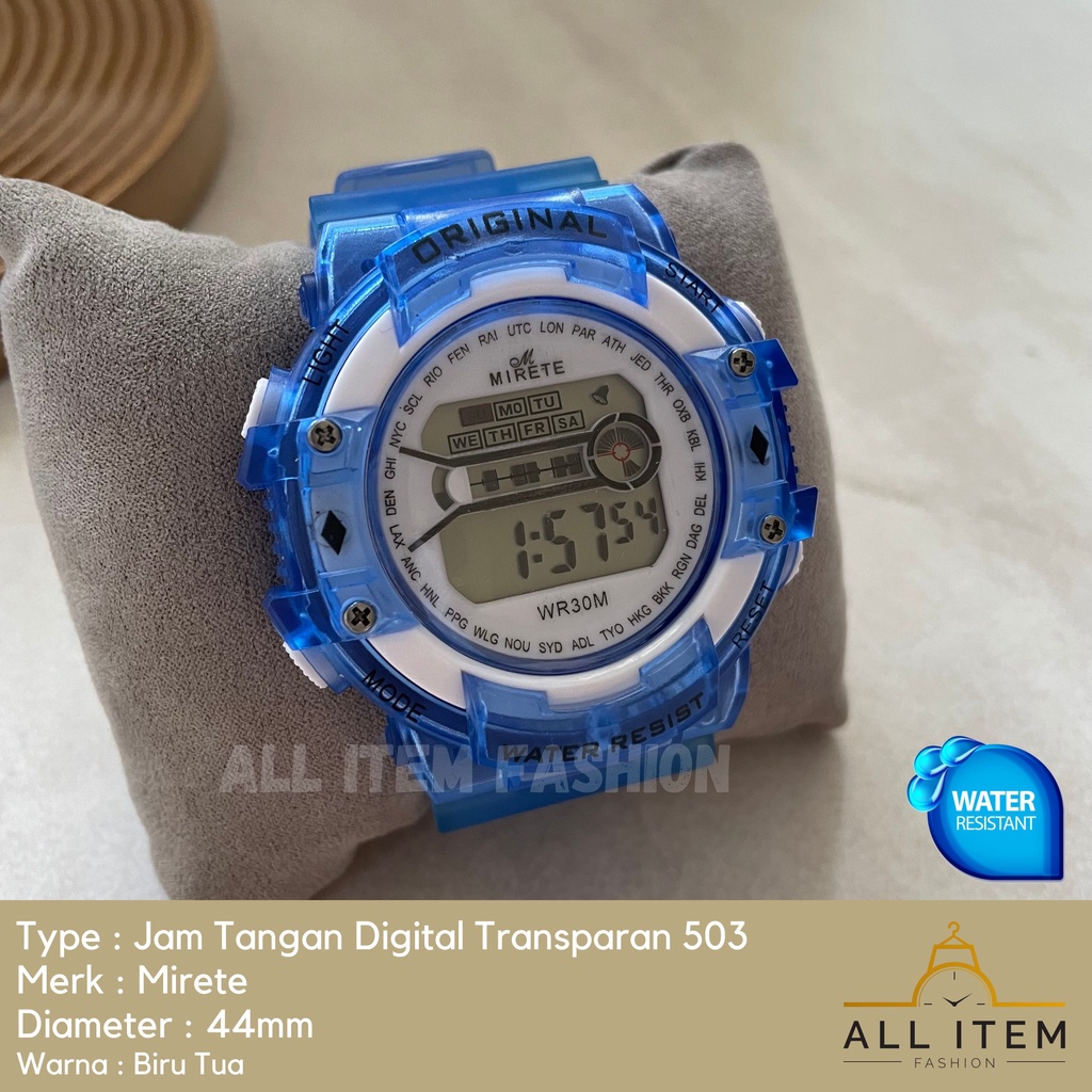 COD✅ Jam Tangan Digital Transparan Bulat Mirete 503 / Sport Watch / Jam Fashion