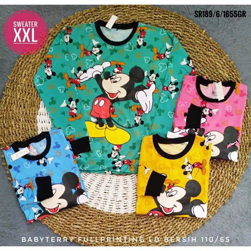 SWEATER KARAKTER MICKEY CERIA JUMBO OVERSIZE