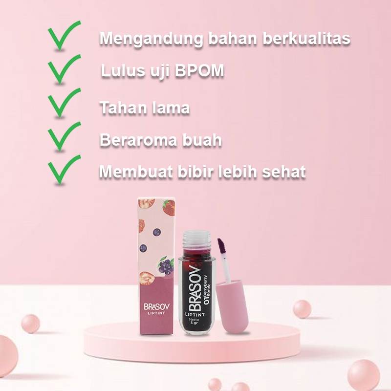 BRASOV Liptint / Pewarna Bibir 5 Gram Liptint Berry Bomb // Apple-ly // Cherries Me // Peach Please