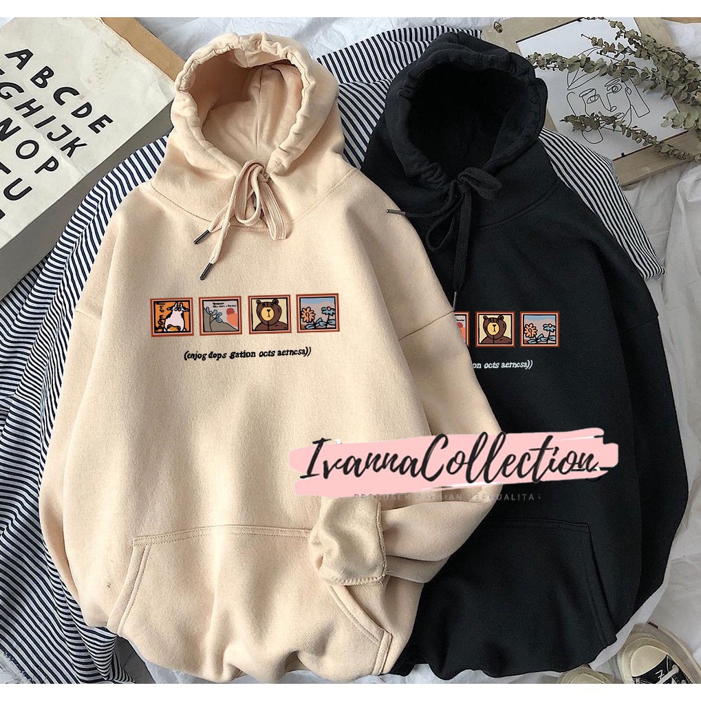 IvannaCollection Sweater Hoodie Wanita Pria Oversize Jaket Hodie Couple Pasangan Jumbo Enjog Dops