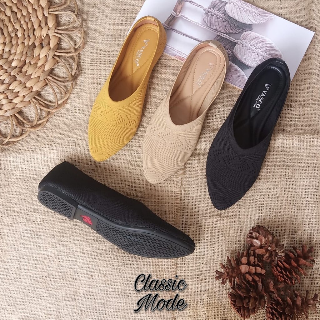 Classicmode - Flats Shoes Wanita Rajut Import Sol Karet Anessa