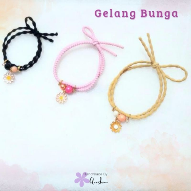 Aeesha- Gelang Elastis Manik Bunga korea sahabat lucu bunga karakter couple wanita huruf