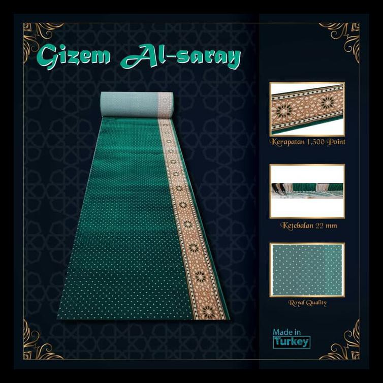 TERLARIS KARPET MASJID SAJADAH MUSHOLA TURKI GIZEM AL-SARAY TEBAL 16 MM METERAN 
