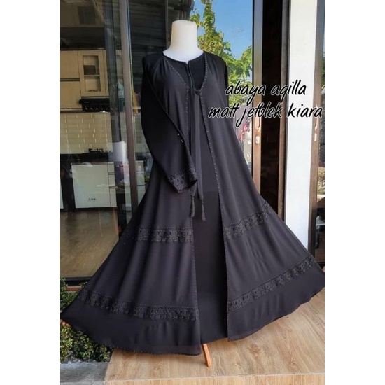 Jual Pakaian Gamis Baju Abaya Hitam Kain Bahan Jetblack Premium Ori Mix