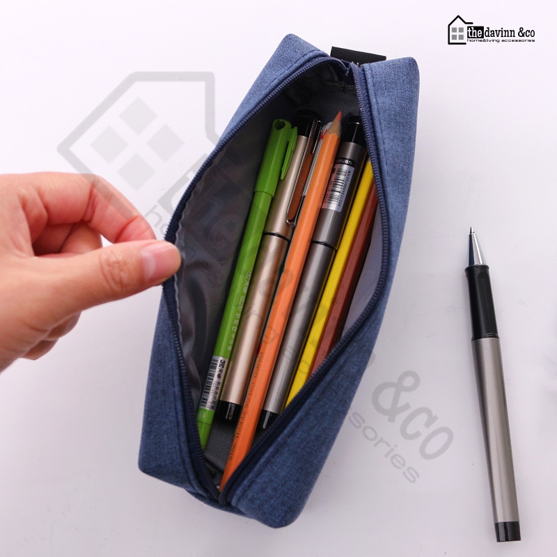 Tempat Pensil Sekolah Kanvas Stylish Simple Import Kotak Pensil Motif Aesthetic Resleting Bisa Untuk Kotak Pensil Besar anak Double Zipper Warna Pastel Dua Resleting Dual Zipper Muat Banyak tempat penil anak laki-laki perempuan transparan murah