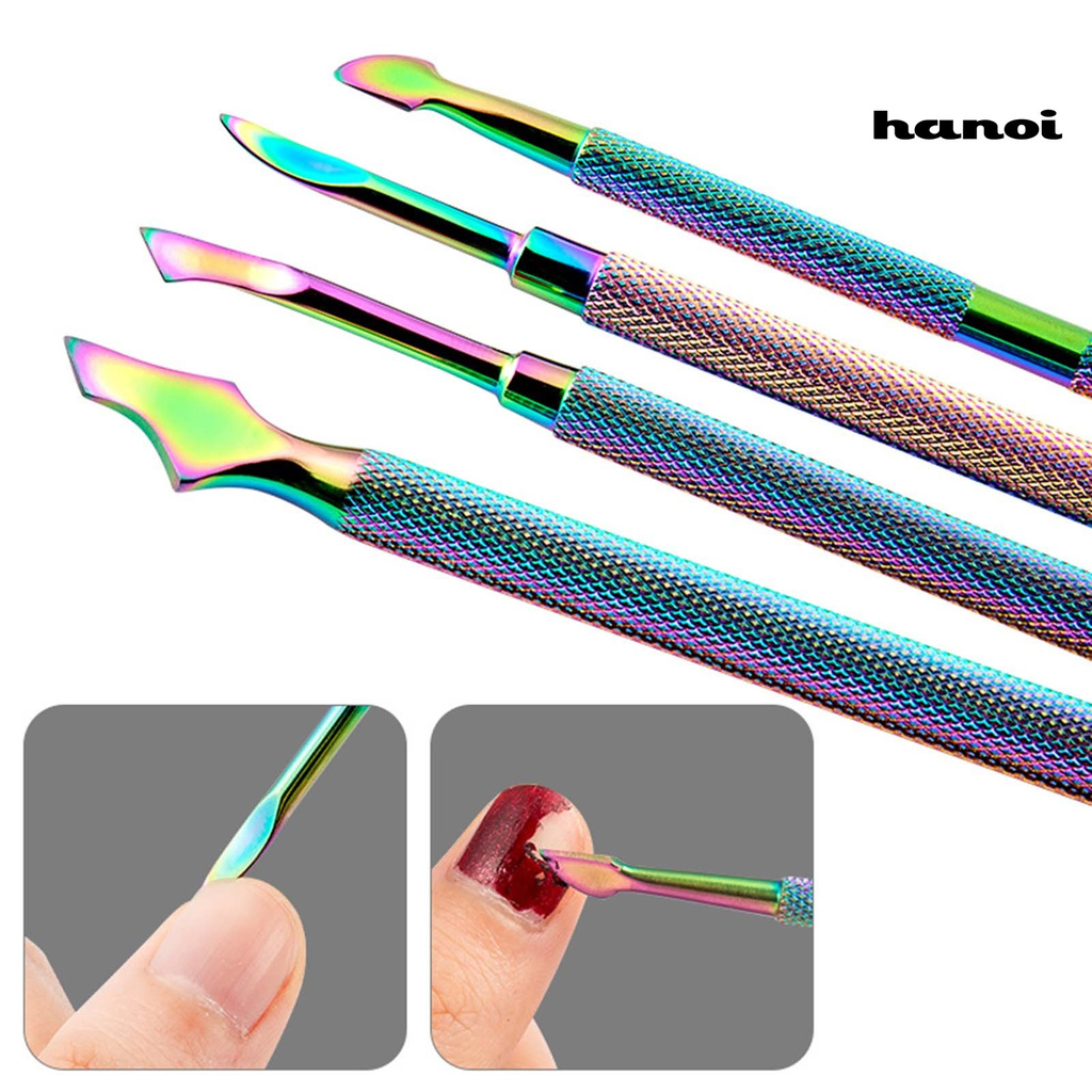 Alat Pendorong Kutikula Dua Sisi Bahan Titanium Stainless Steel Anti Slip Untuk Manicure