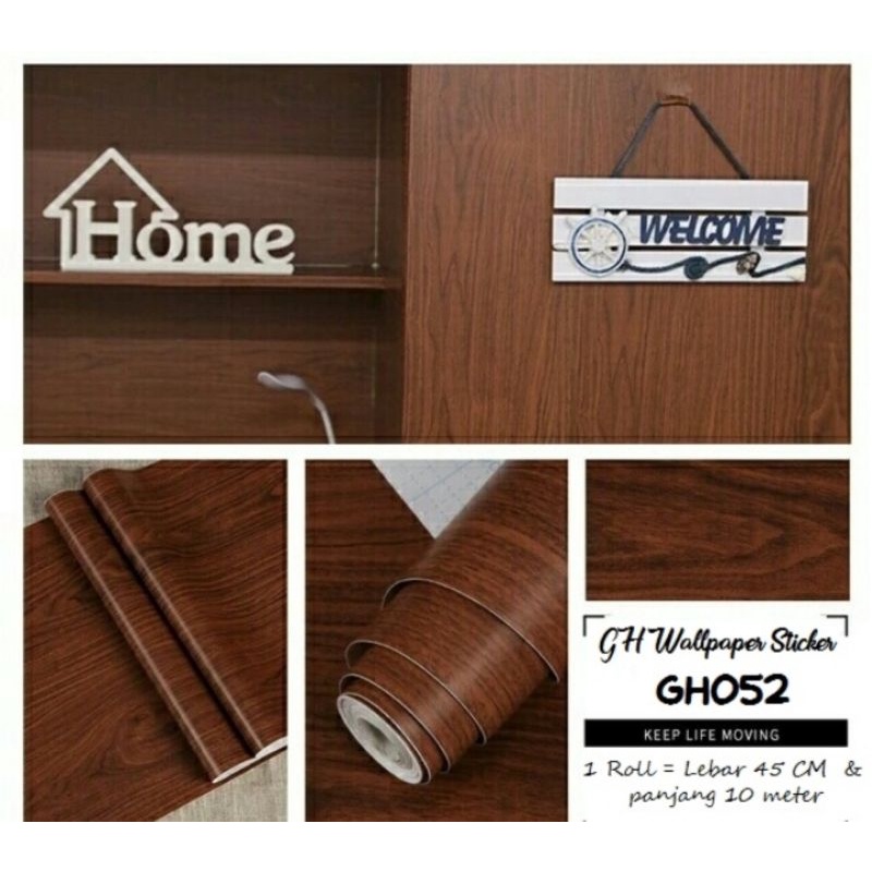 Wallpaper dinding motif kayu GH052 wallsticker 45cmx 10 m kayu gelap