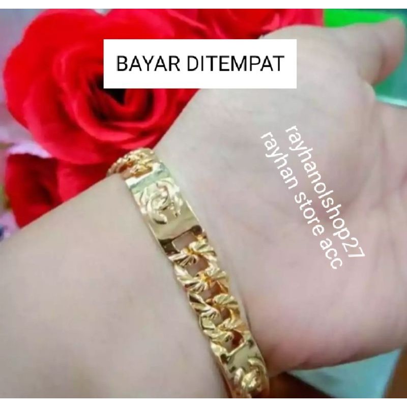 GELANG Rantai plat Free Cincin Full permata C-200  Mewah