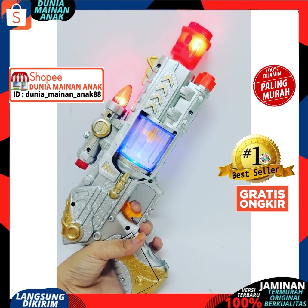 MAINAN ANAK PISTOL TEMBAKAN LASER SOUND GUN BATERAI BERLAMPU DAN BERSUARA TERBARU