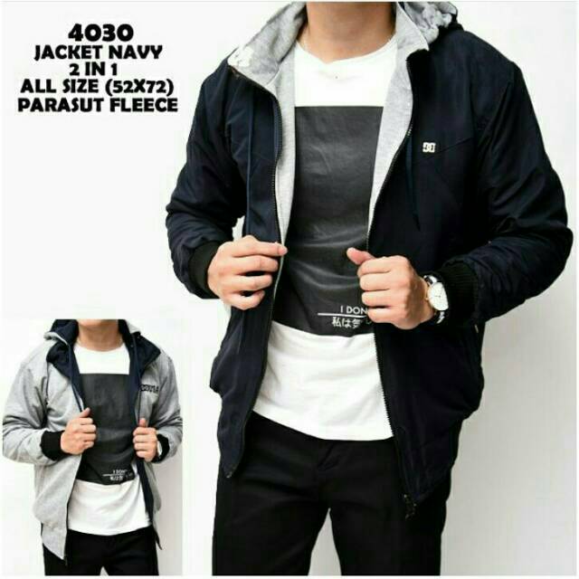 Jaket Pria Bolak Balik 2IN1 / Jaket Pria Parasut Tebal