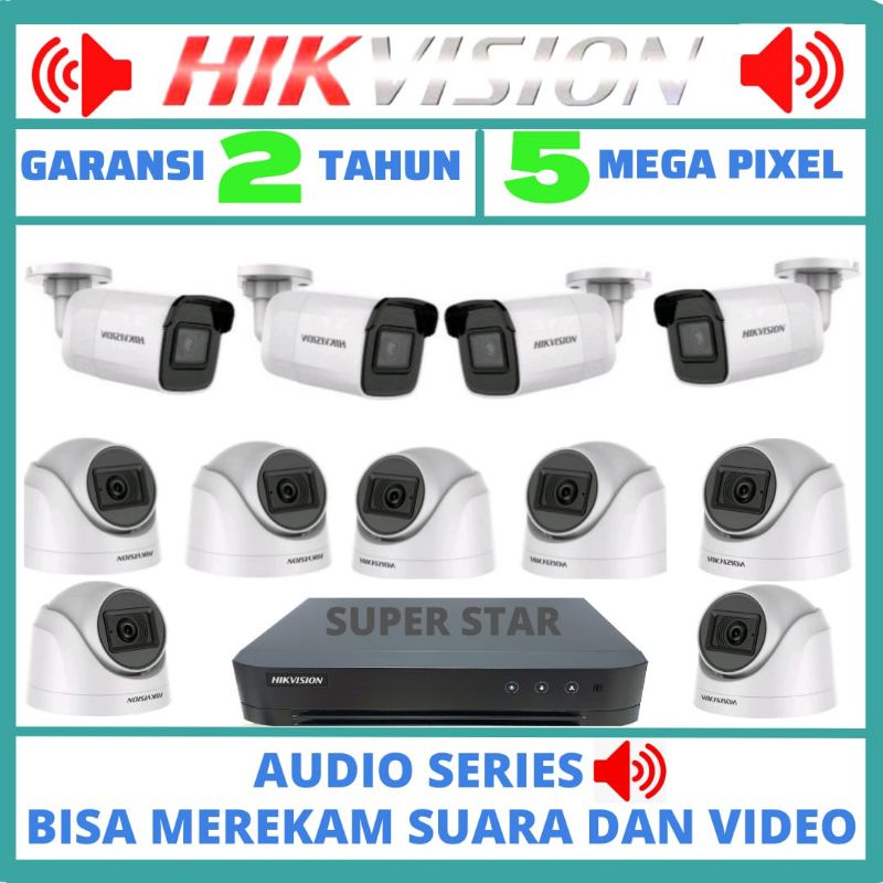 PAKET CCTV HIKVISION 16 CHANNEL 11 KAMERA5MP AUDIO SERIES BISA MEREKAM SUARA DAN VIDEO