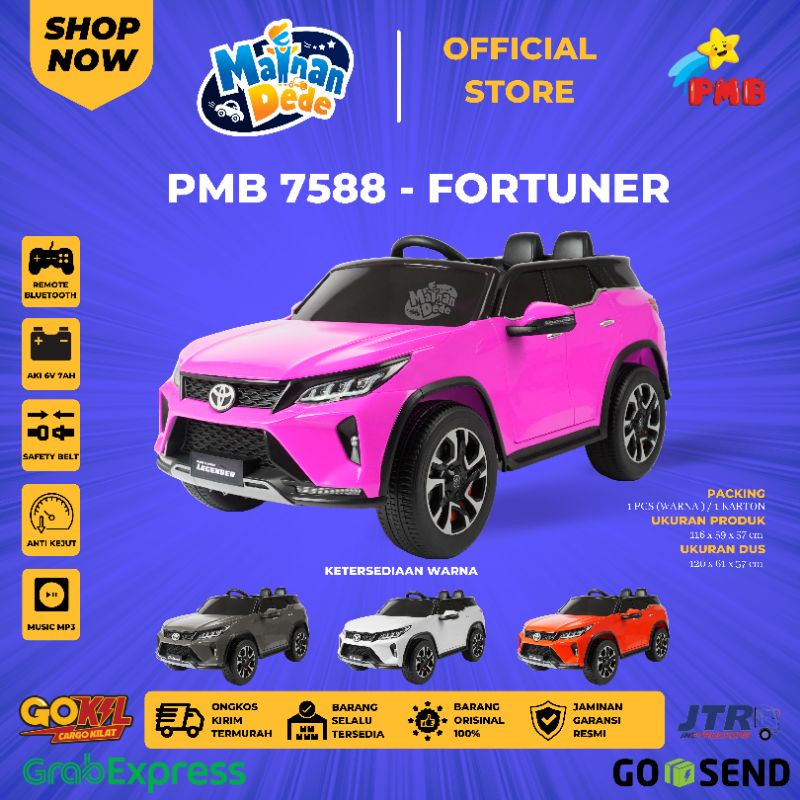 Mainan Mobil Aki Anak Toyota Fortuner Legender PMB 7588 M7588 M-7588 Lisensi Official Licensed By Toyota Indonesia Mainan Anak Laki Laki Perempuan-3
