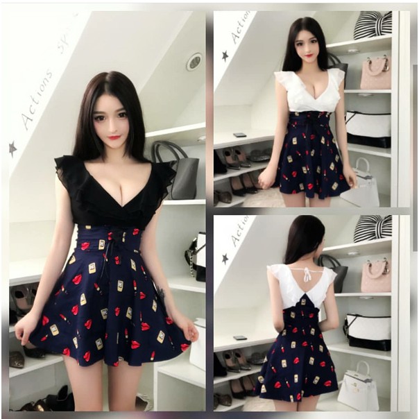 JES-PS1470 mini dress sexy import korea-baju gaun casual dress wanita seksi