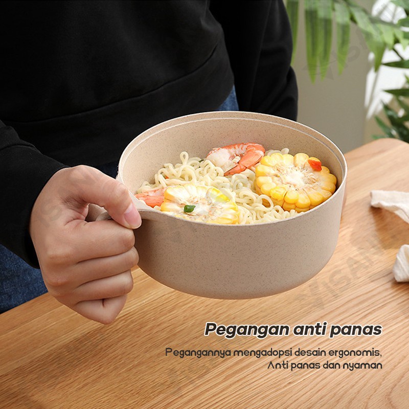 Set Mangkok 6 in 1 Wheatstraw Bowl Mangkuk Plastik Microwave Mie Instan dan Sup Serbaguna