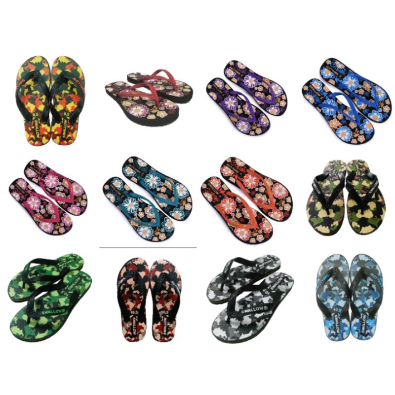 sandal jepit swalow floral _ Armi ukuran 9 / 9,5 / 10 / 10,5 / 11 untuk remaja &amp; dewasa