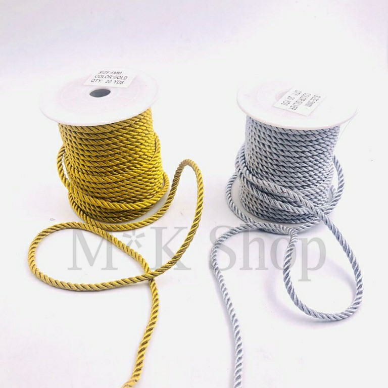 Tali kur model tambang Warna Emas/Perak 4 mm.untuk crafting