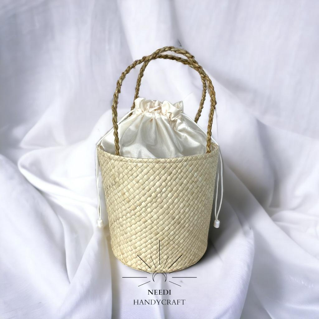 NEEDI ELENA RARA - Tas Pandan Ember Polos Parcel Anyaman Tas Parcel Tas Hampers Hantaran Tas Souveni