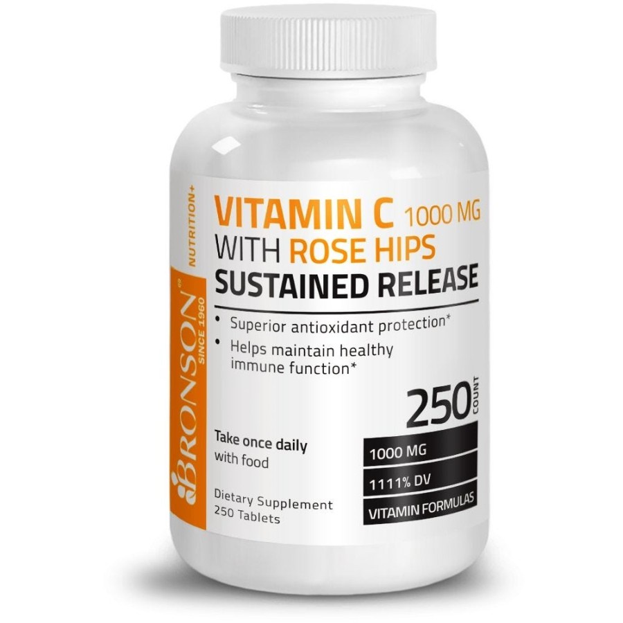 Bronson Vitamin C 1000 mg with Rose Hips Sustained Release 100 250 Tablets