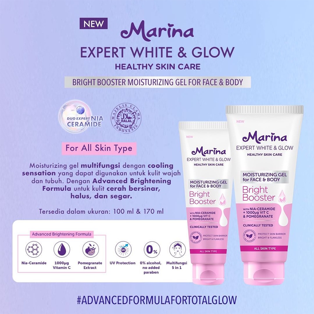 ❤ Under100 ❤ MARINA Expert White &amp; Glow Whip Facial Foam | Gel Facial Foam | Moisturizer Gel for Face &amp; Body | BPOM
