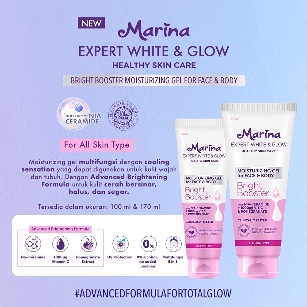 ❤ Under100 ❤ MARINA Expert White &amp; Glow Whip Facial Foam | Gel Facial Foam | Moisturizer Gel for Face &amp; Body | BPOM