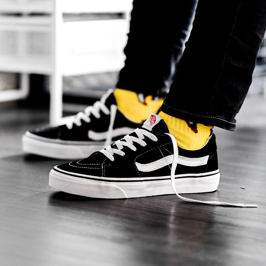 Sepatu Vans Sk8 Low Classic Black White Original