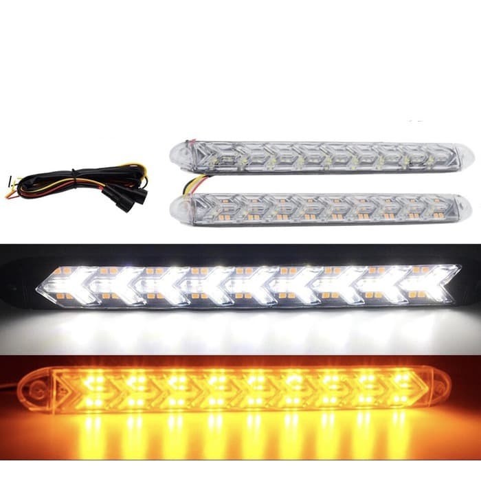 Jual Drl Led Lampu Drl Bumper Mobil Model Lamborghini Running Sein Cahaya Senja Putih Sein