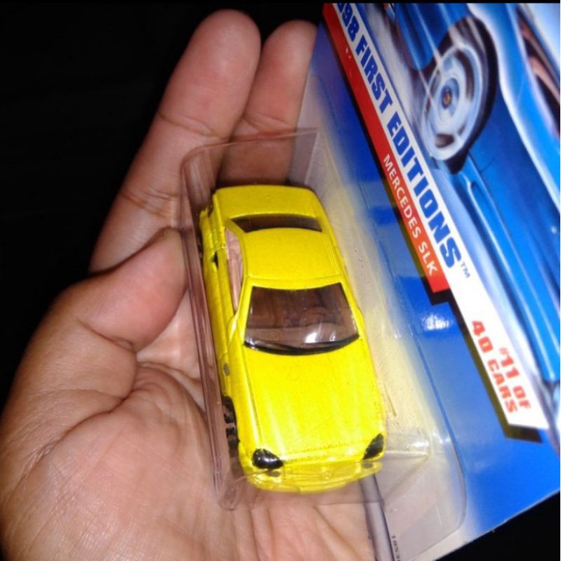 RARE Mercedes Slk Yellow Fe Us Card Mattel Metal Body And Chassis Benz Base Besi Hw Hot Wheels Hotwh