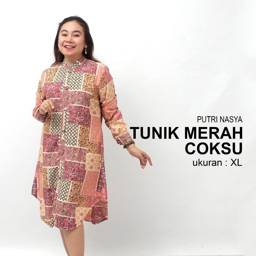 Tunik long rayon jumbo / atasan wanita big size / atasan tunik / tunik kerja / tunik motif