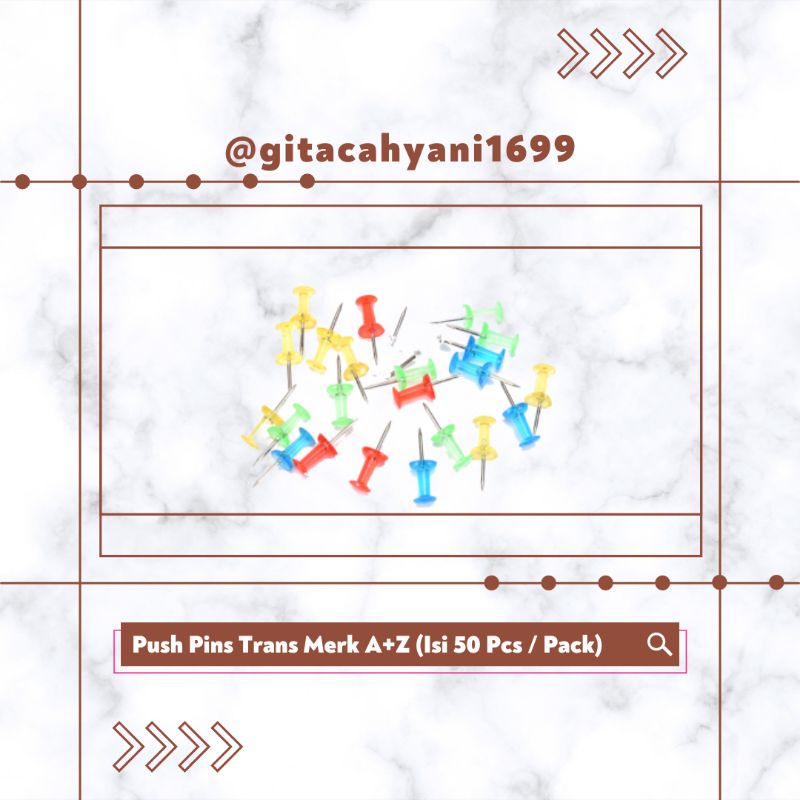 

PUSH PINS TRANSPARANT A+Z (1 CARD ISI 50 PCS)