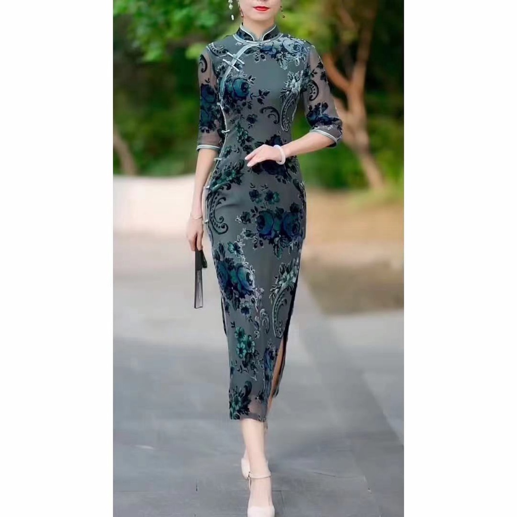 Autumn style high-end cheongsam noble temperament improvement 2022 new old Shanghai mother long styl