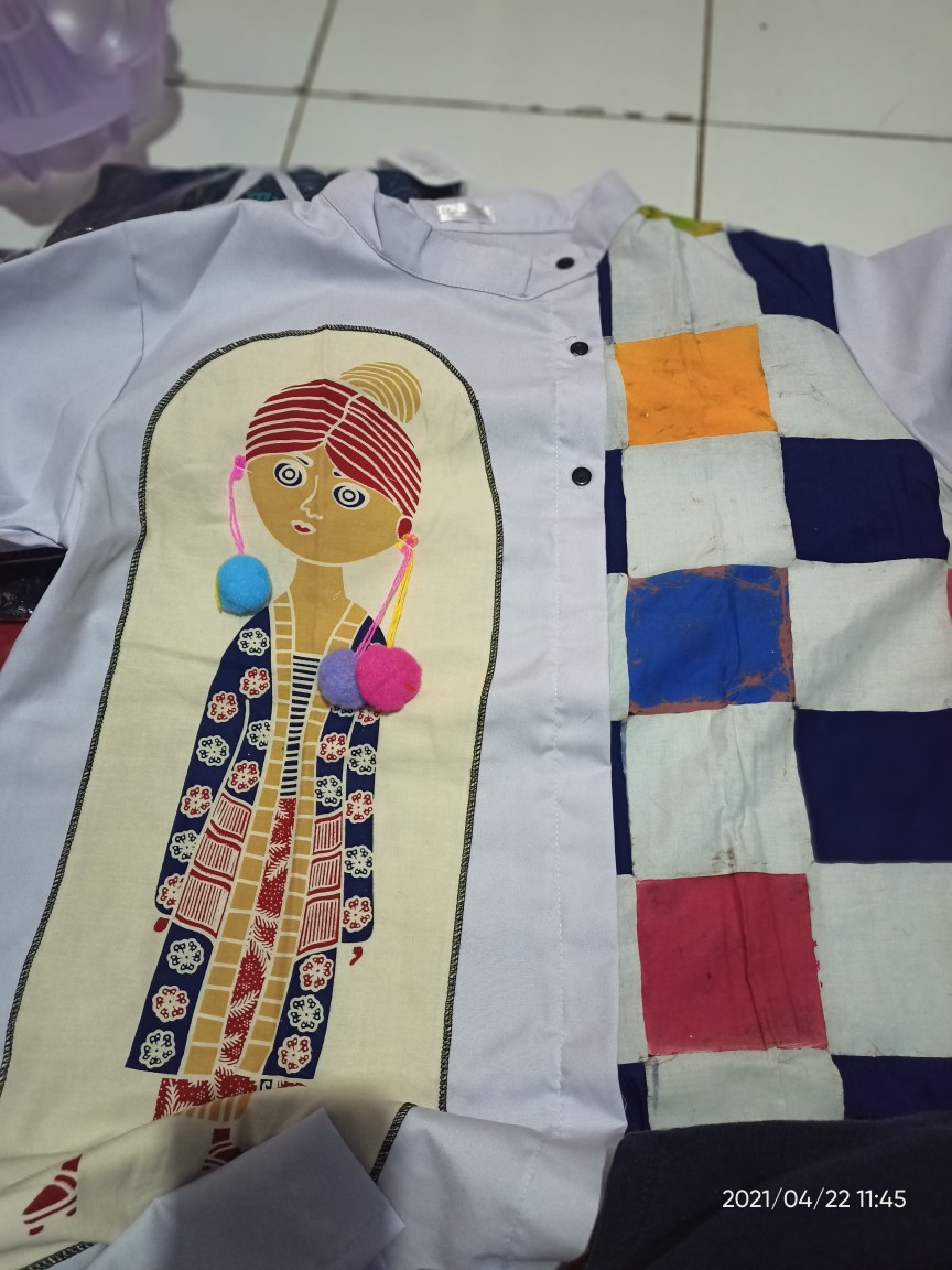 Tunik Batik Cap Wana Putih  Atasan Batik Kombinasi Katun Tunik Modis Kancing Depan Tunik Ori Masayu