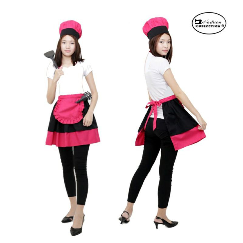 Celemek Apron Pinggang  Half Apron Celemek Setengah Badan - Model Renda ( Cuztom warna )