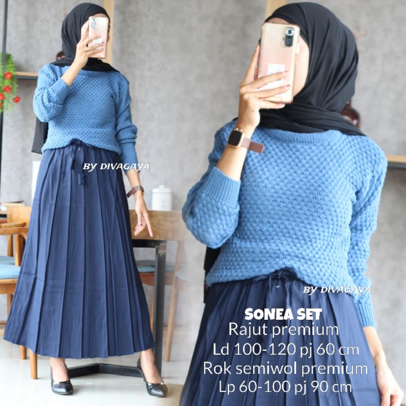 SONIA SET RAJUT NANAS + ROK DV 1207