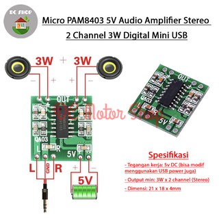 Micro PAM8403 5V Audio Amplifier Stereo 2 Channel 3W Digital Mini USB