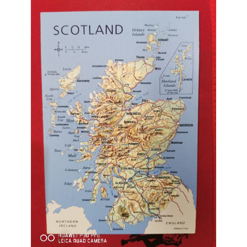 

kartu pos peta Scotlandia